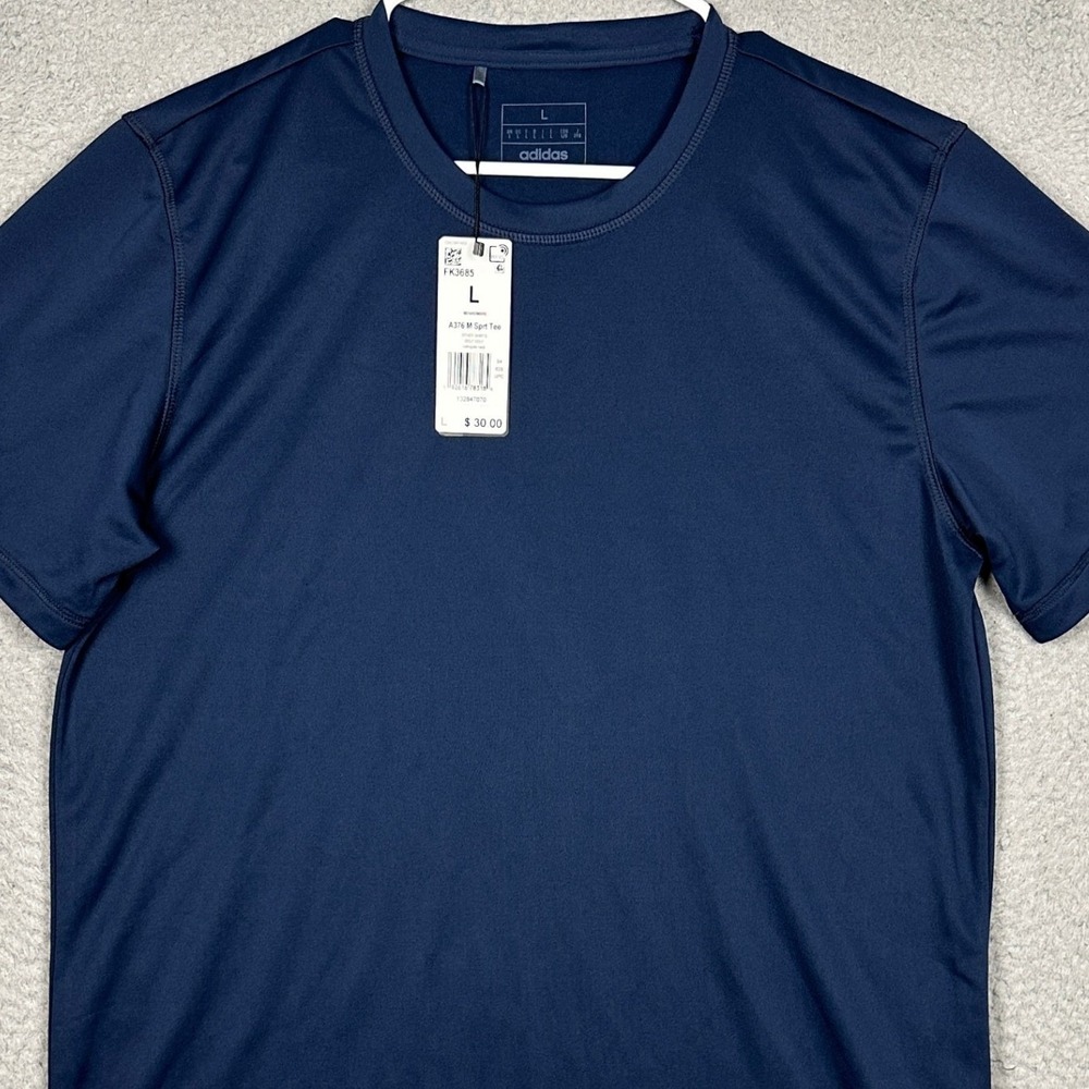 NEW Adidas T-Shirt Mens Large Aeroready Navy Blue Performance Tee Short Sleeve